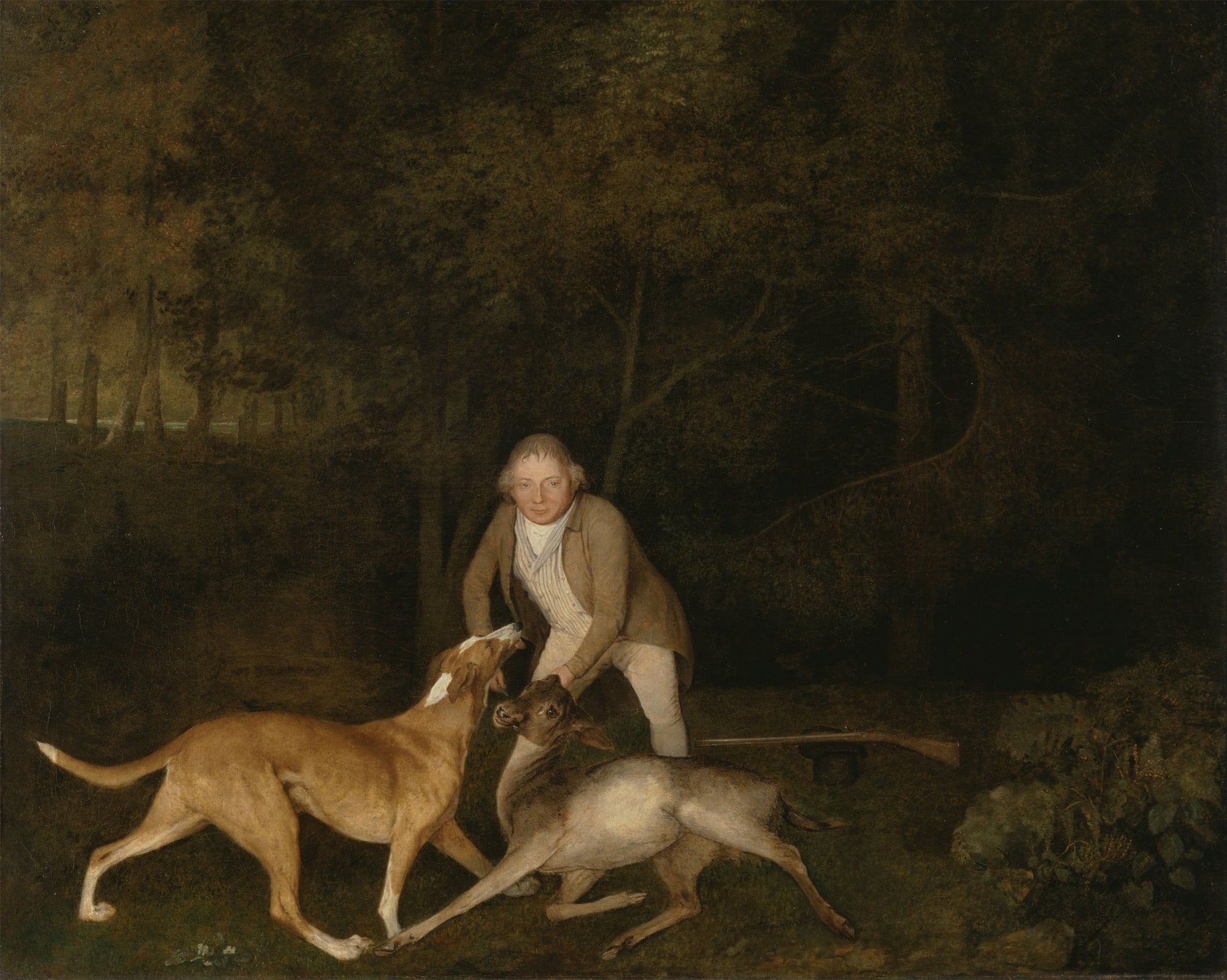 Freeman, le garde-chasse du comte de Clarendons, avec une biche et un chien - George Stubbs