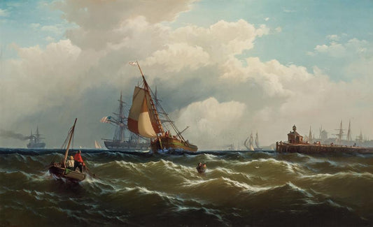 Vue de Paulus Hook (Hook), New Jersey, depuis le port de New York - Edward Moran