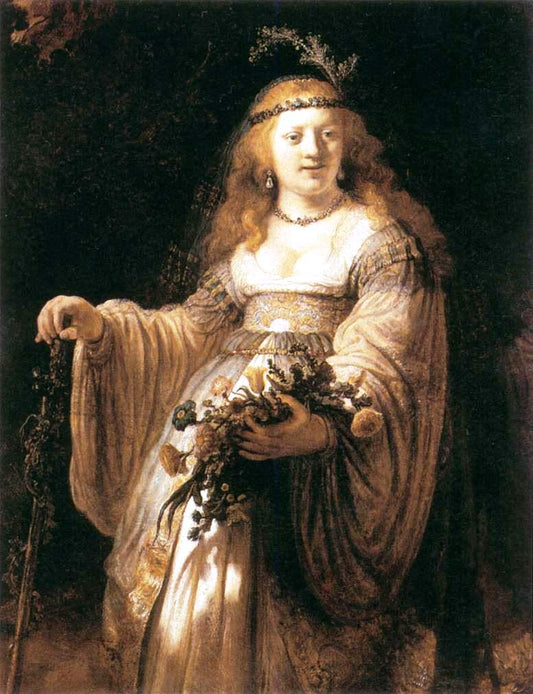 Saskia van Uylenburgh en costume d'Arcadie - Rembrandt van Rijn