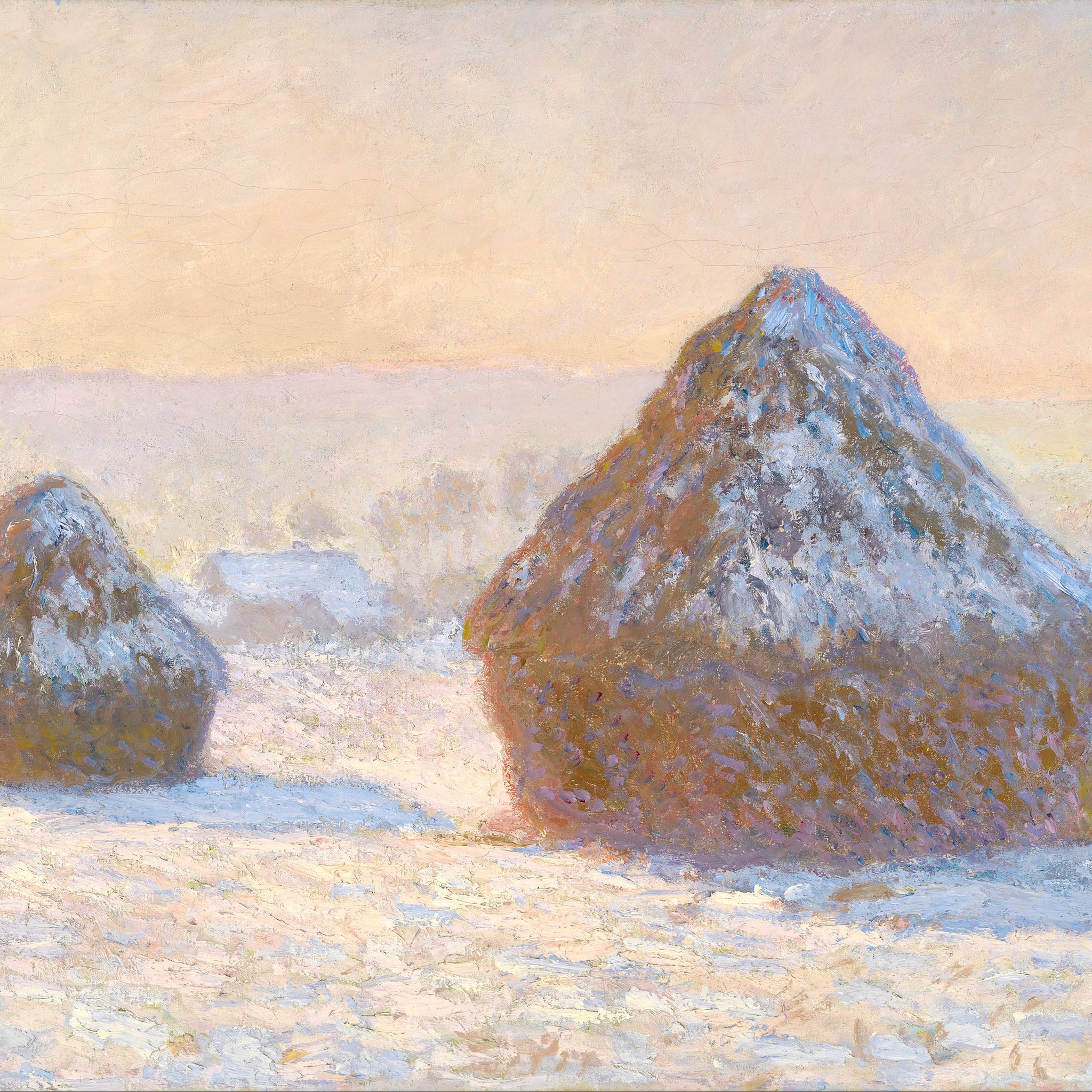 Meules, effet de neige, le matin - Claude Monet