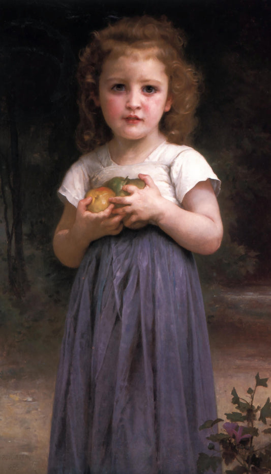 Petite fille tenant des pommes dans sa main - William Bouguereau