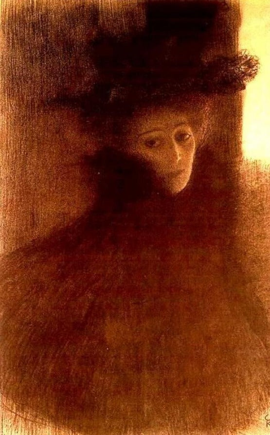 Dame à la cape et au chapeau - Gustav Klimt