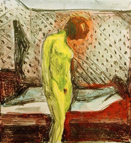 Jeune femme en pleurs au chevet de son lit - Edvard Munch