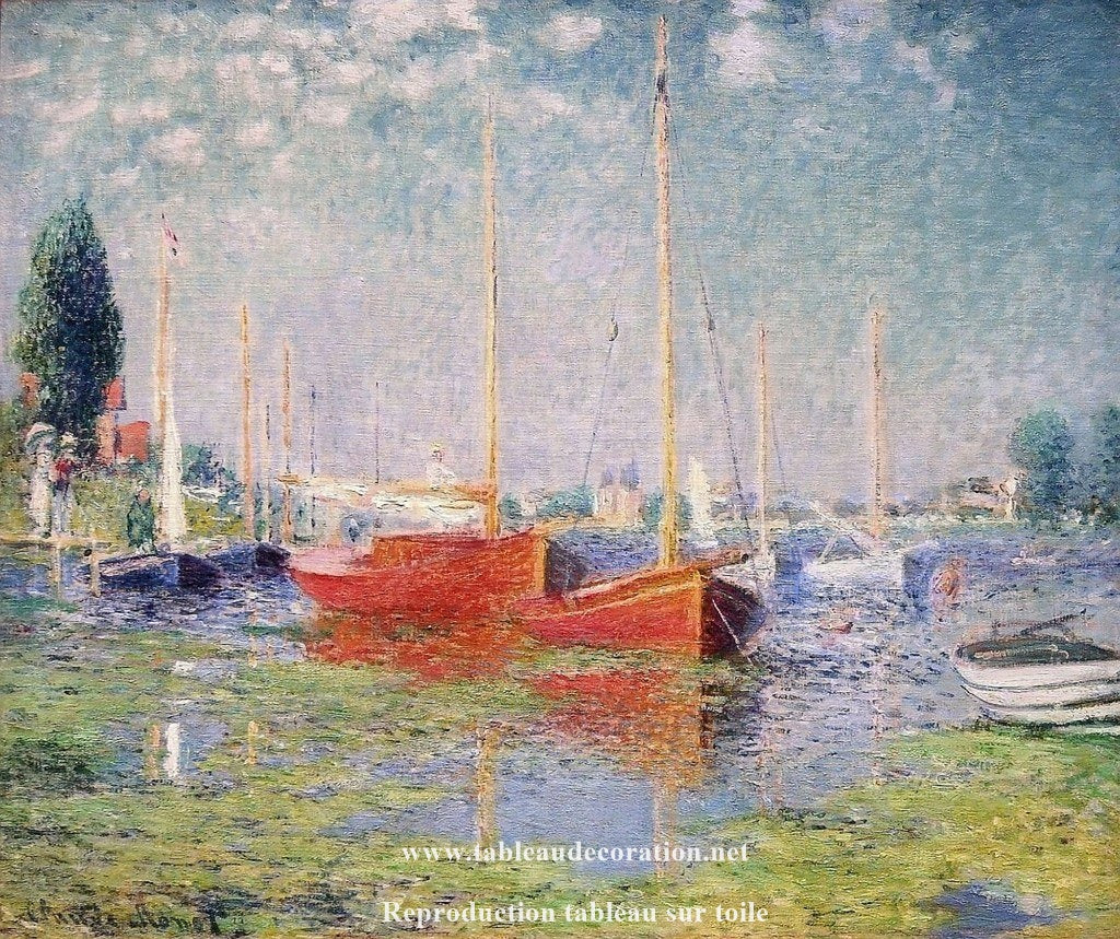 Les bateaux rouges, Argenteuil - Tableau Monet paysage