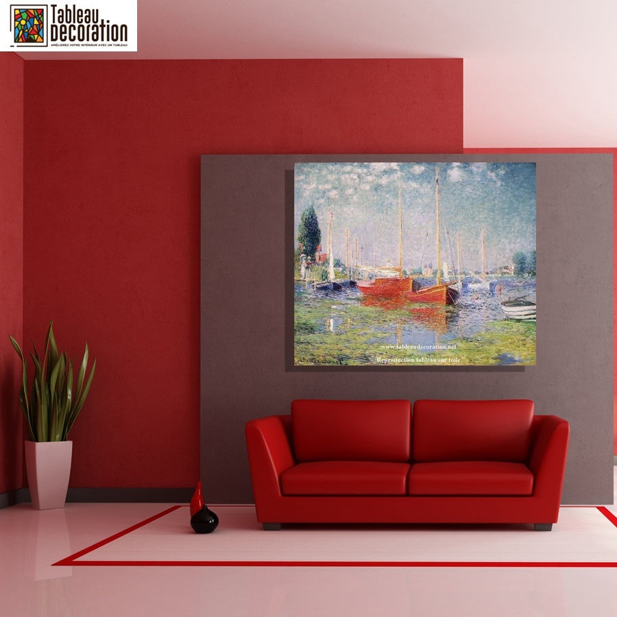 Les bateaux rouges, Argenteuil - Tableau Monet paysage