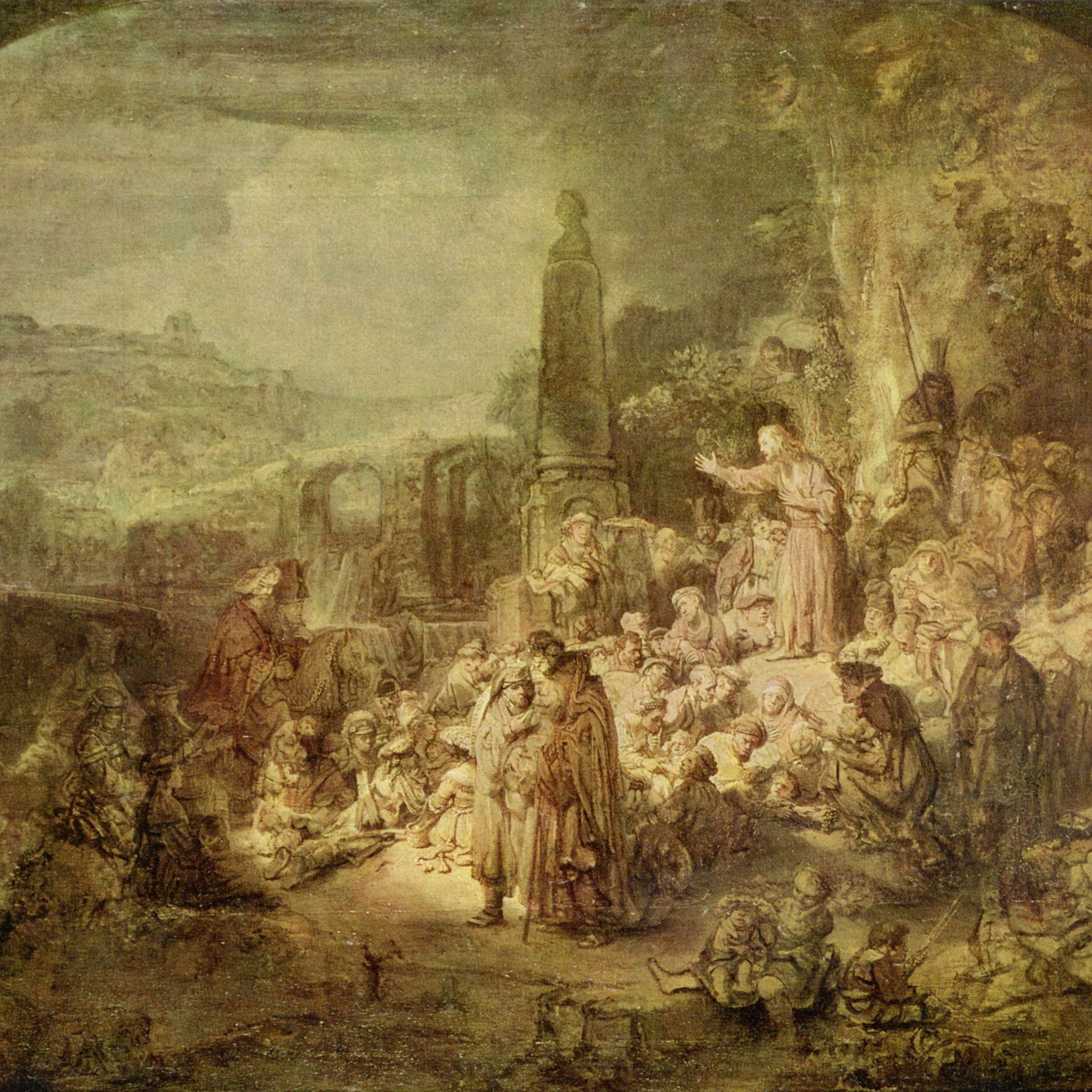 Le prêche de Jean Baptiste - Rembrandt van Rijn