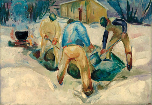Travailleurs de la route dans la neige - Edvard Munch