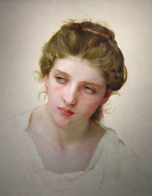Étude de la tête d'un visage féminin blond de William Bouguereau