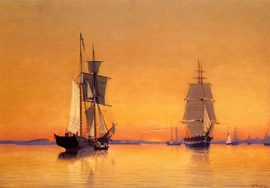 Navires dans le port de Boston au crépuscule, 1859 - William Bradford