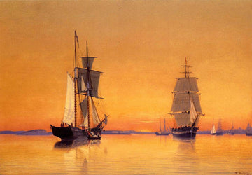 Navires dans le port de Boston au crépuscule, 1859 - William Bradford