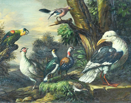 Paysage avec faisans, perroquet et divers oiseaux - Tobias Stranover