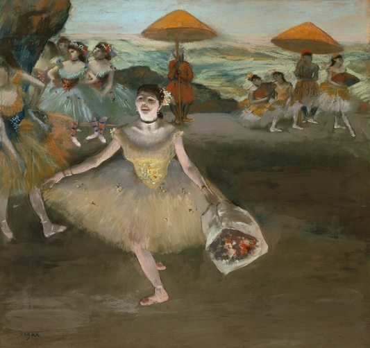 Danseuse au bouquet, saluant sur la scène - Edgar Degas