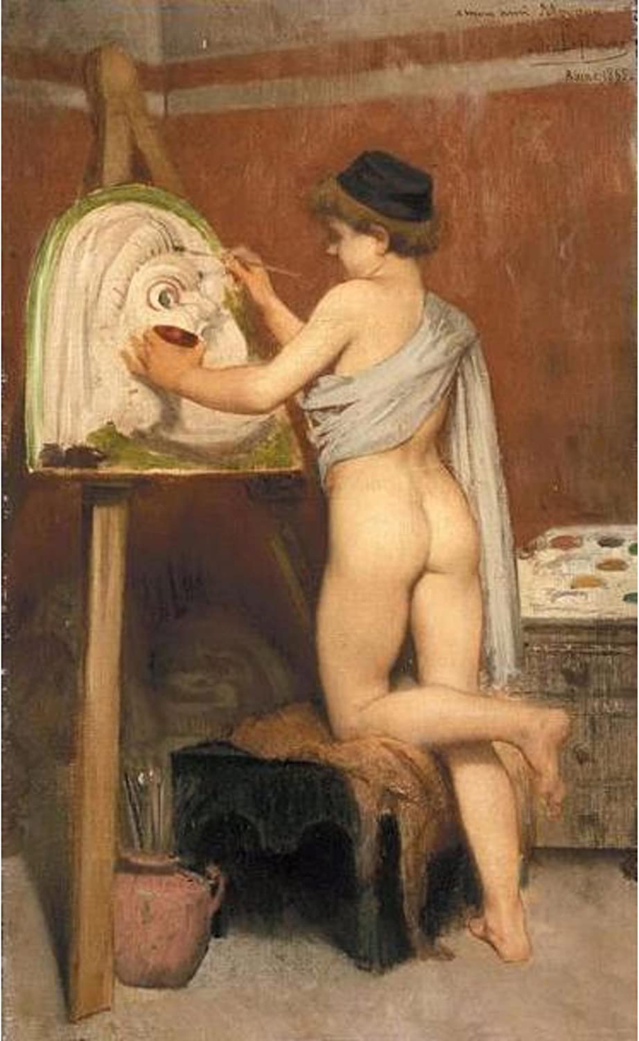 Jeune peintre des masques Grec - Jules Lefebvre