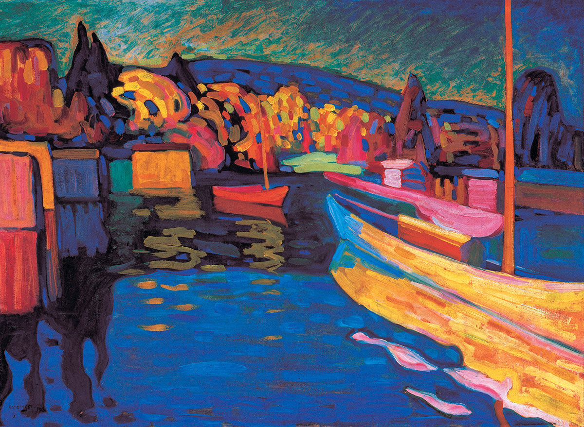 Paysage d'automne avec des bateaux - Vassily Kandinsky