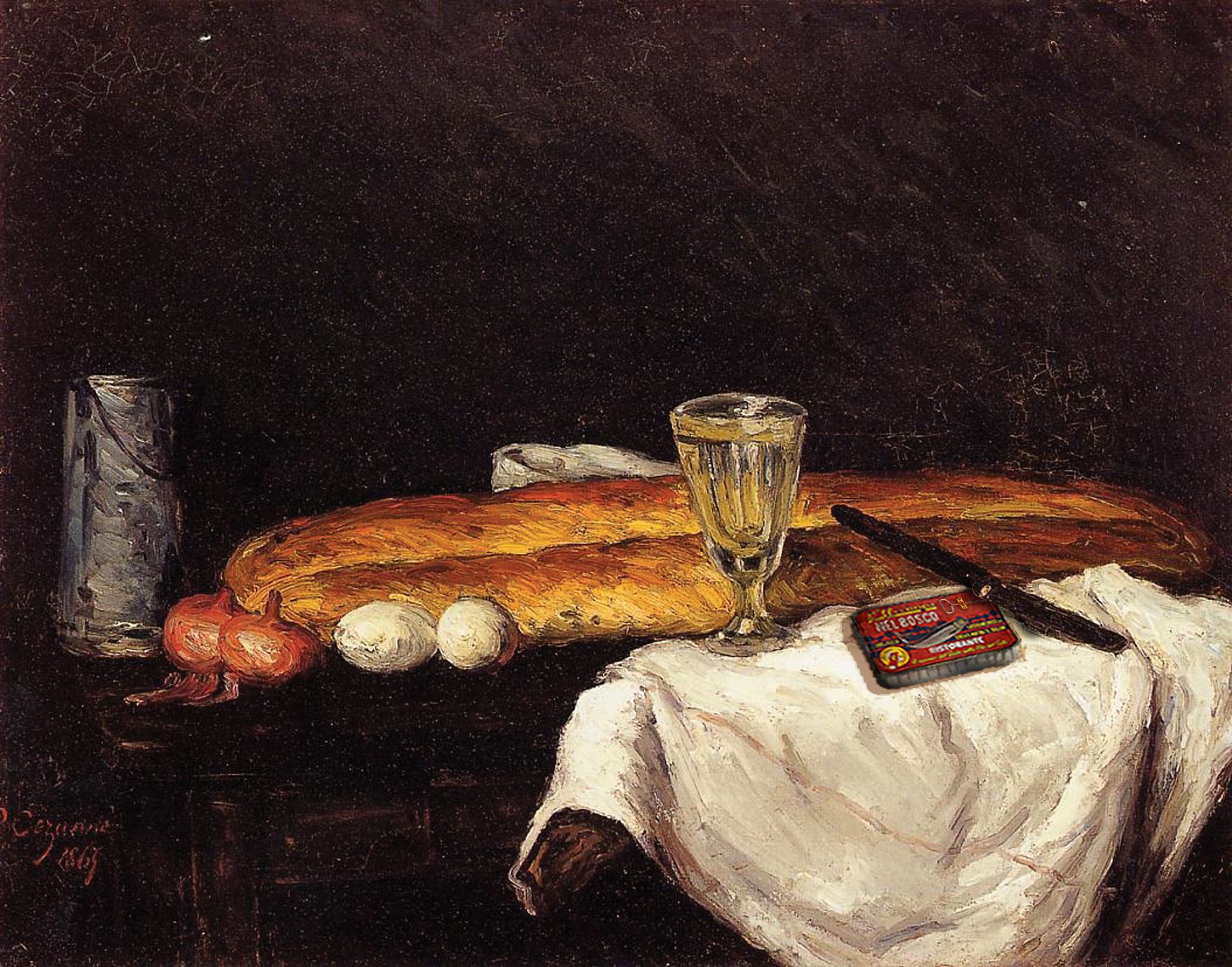 Nature morte avec du pain et des œufs - Paul Cézanne