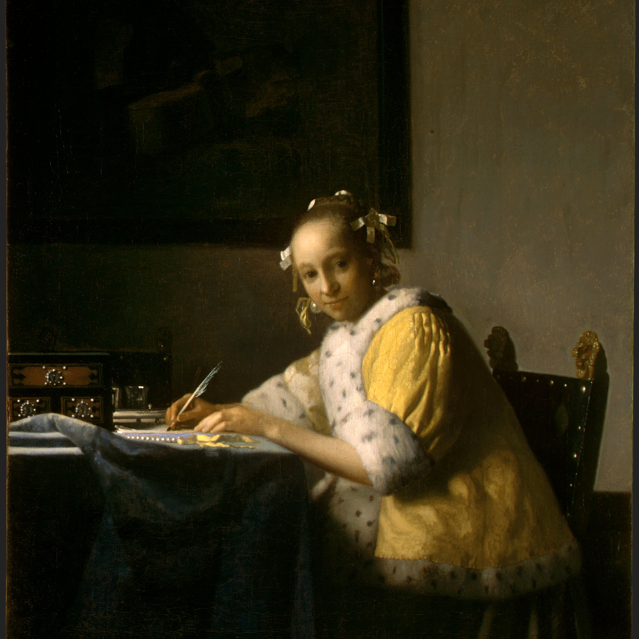 Jeune femme écrivant une lettre - Johannes Vermeer