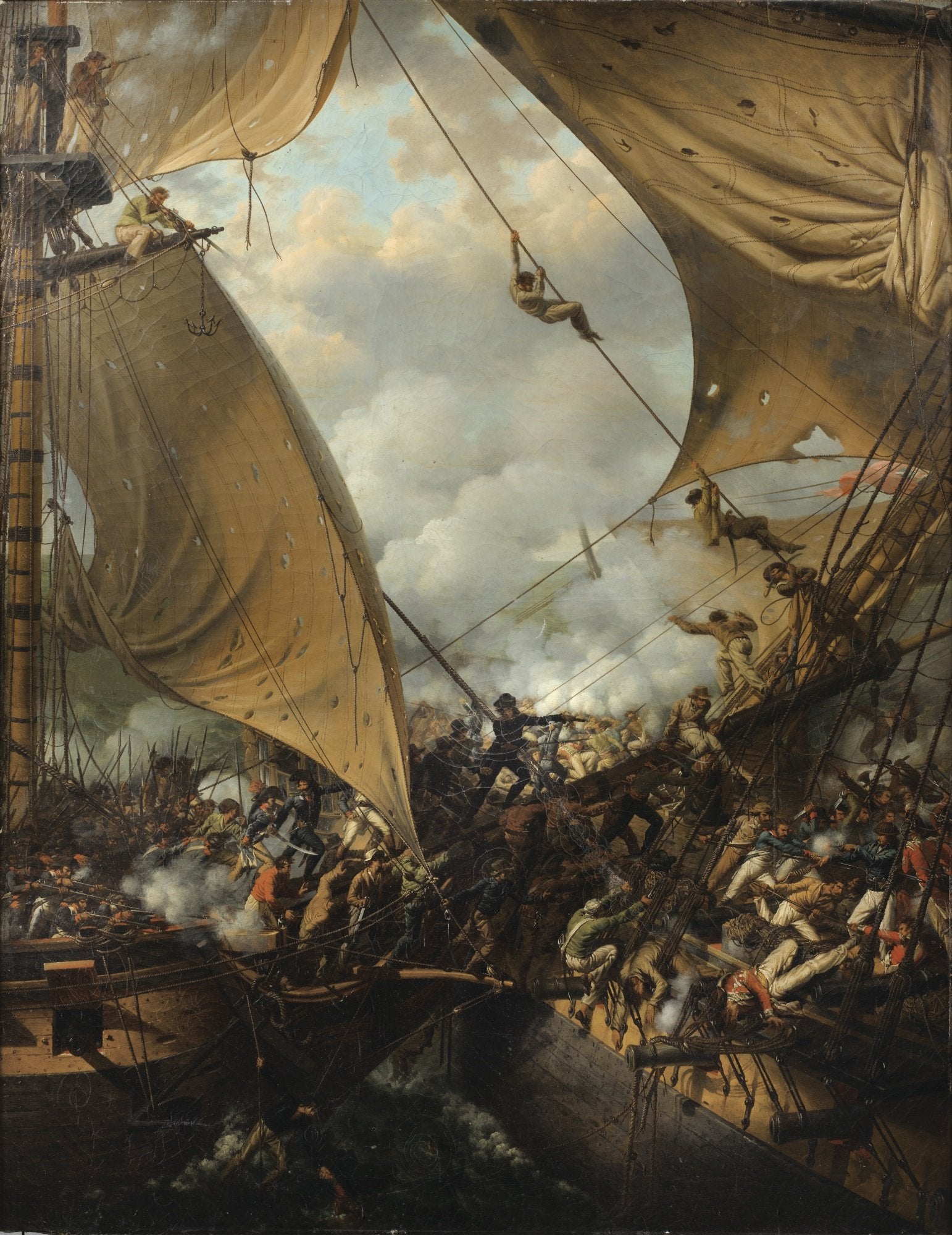 Abordage et capture de la frégate Embuscade par la corvette Bayonnaise en 1798 - Louis Philippe Crepin