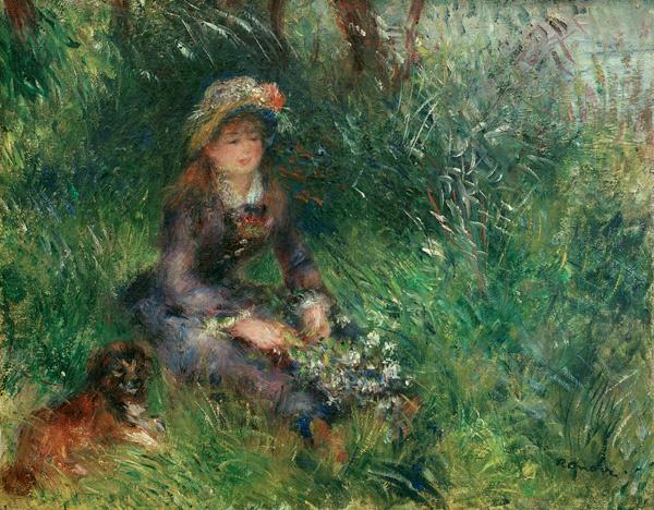Aline Charigot avec un chien - Pierre-Auguste Renoir