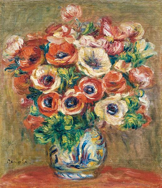 Anémones dans un vase - Pierre-Auguste Renoir