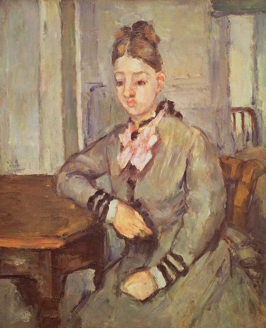 Madame Cezanne s'appuyant sur une table - Paul Cézanne