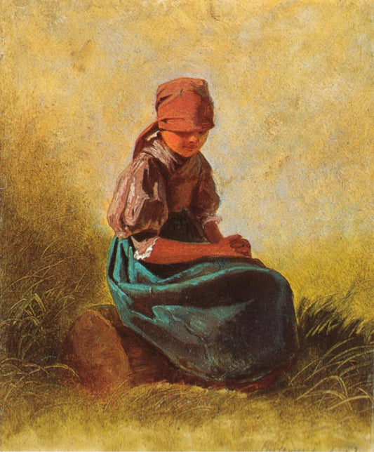 Fille de paysan assise avec les mains pliées - Carl Spitzweg