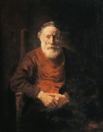 Portrait d'un homme âgé en costume rouge - Rembrandt van Rijn