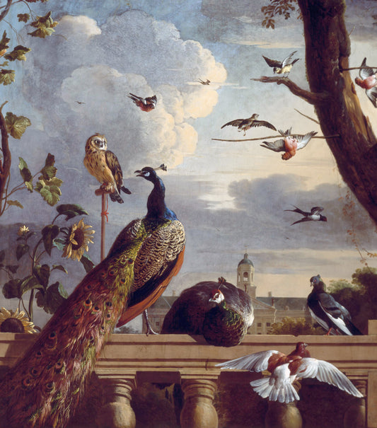 Oiseaux près d'une balustrade - Melchior d'Hondecoeter