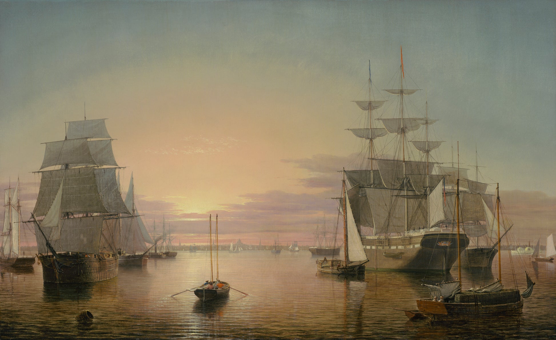 Le port de Boston au coucher du soleil, 1850 - Fitz Henry Lane