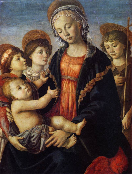 Marie et l'enfant, Jean, les anges - Sandro Botticelli