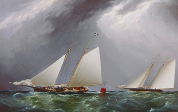 Cornelia et Magic - Yachts de course au large de New York, vers 1875- James E. Buttersworth