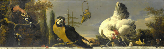 Oiseaux sur une balustrade - Melchior d'Hondecoeter