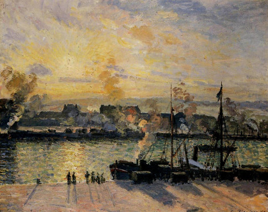 Coucher de soleil, Port de Rouen - Camille Pissarro