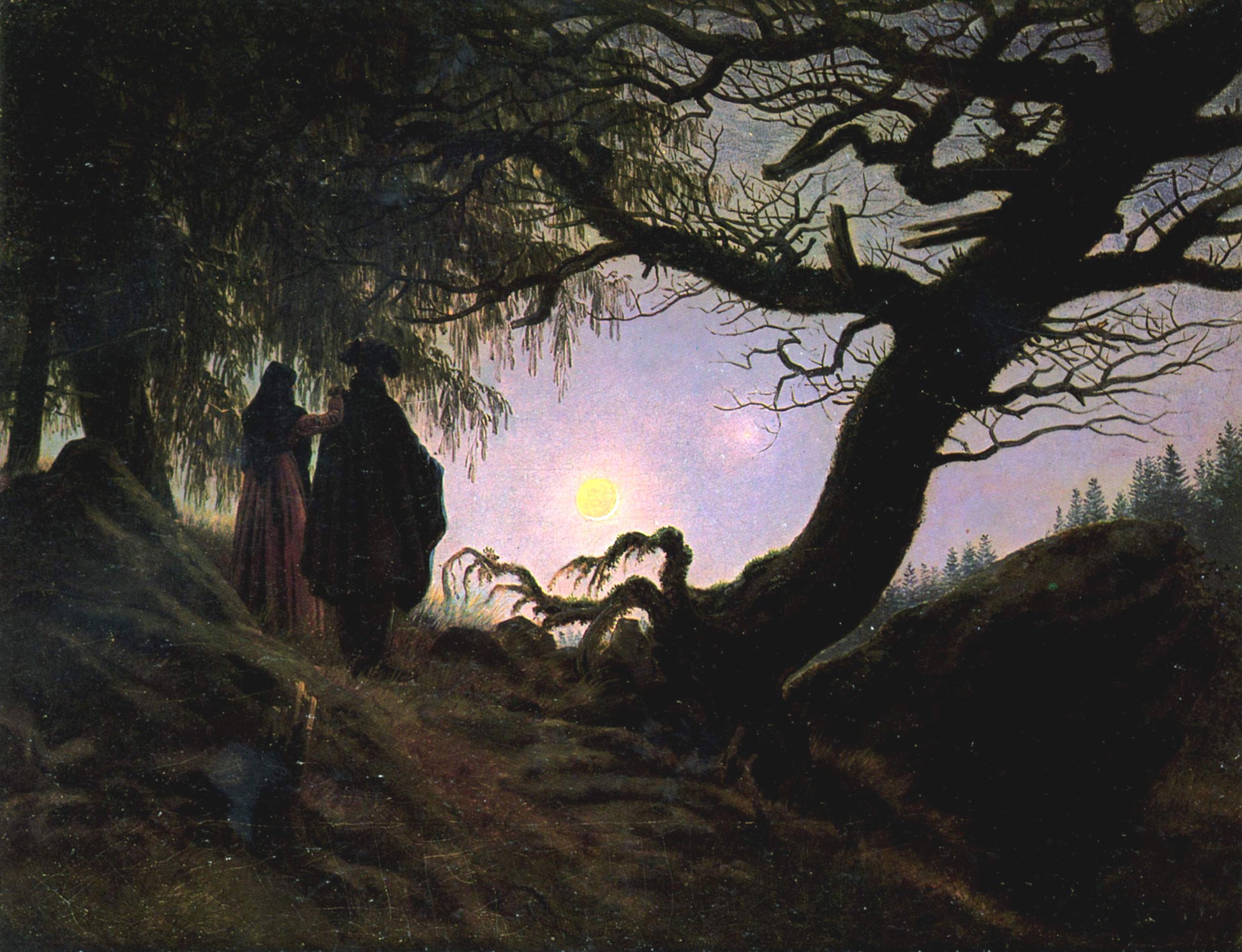 Homme et femme contemplant la Lune - Caspar David Friedrich