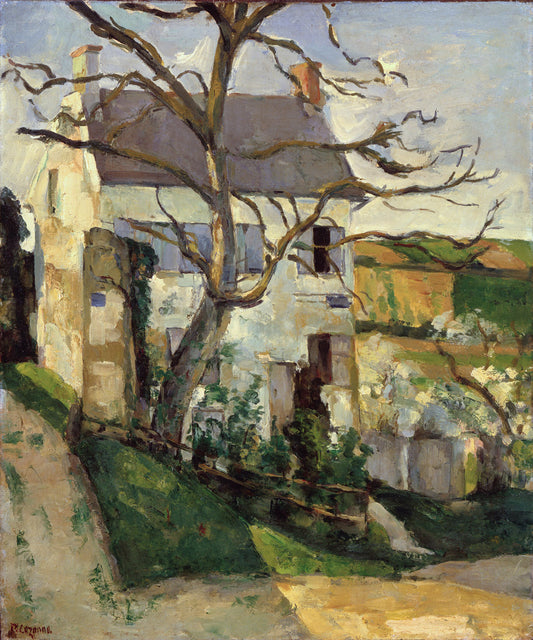 Maison derrière arbre dépuillé - Paul Cézanne
