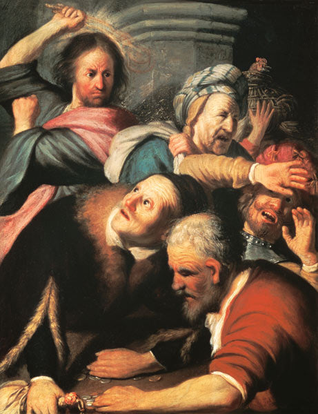 Le Christ chasse du temple les prêteurs d'argent - Rembrandt van Rijn