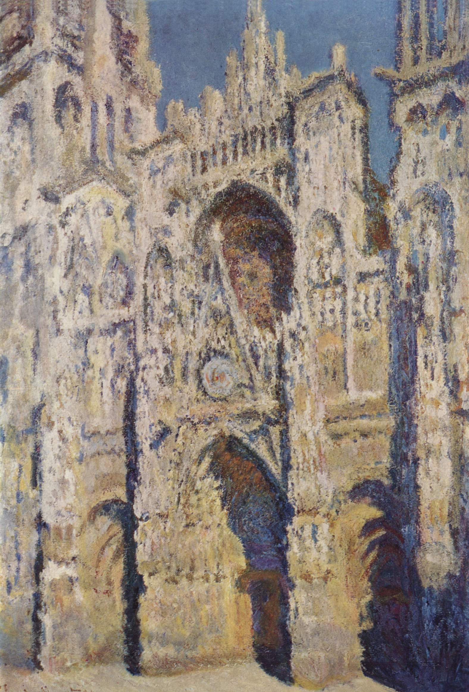 La Cathédrale de Rouen. Le portail et la tour Saint-Romain, plein soleil ; harmonie bleue et or (W1360) - Claude Monet
