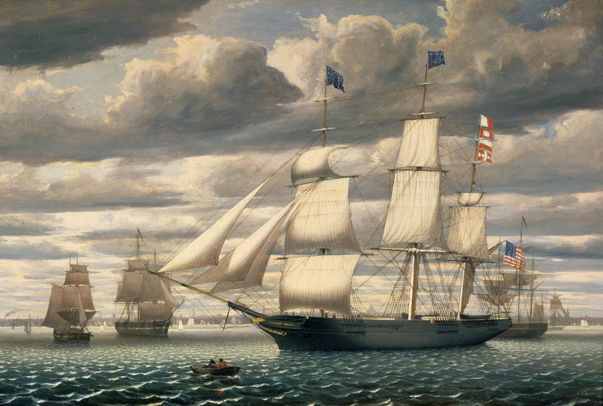 Le bateau clipper " Southern Cross " quittant le port de Boston, 1851 - Fitz Henry Lane