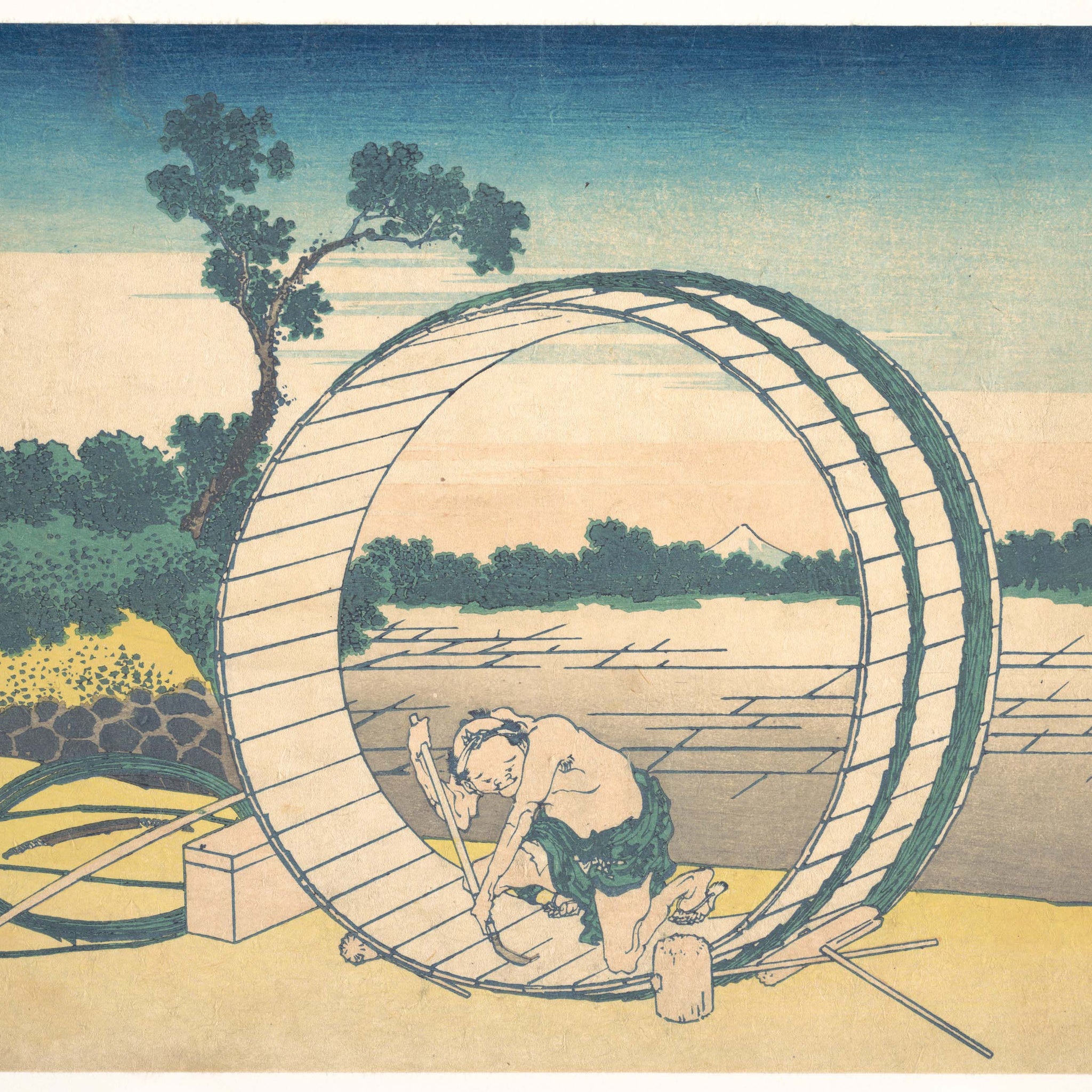 hokusai fujimigahara dans la province d'owari (bishū fujimigahara), de la série trente-six vues du mont fuji (fugaku sanjūrokkei) - Katsushika Hokusai