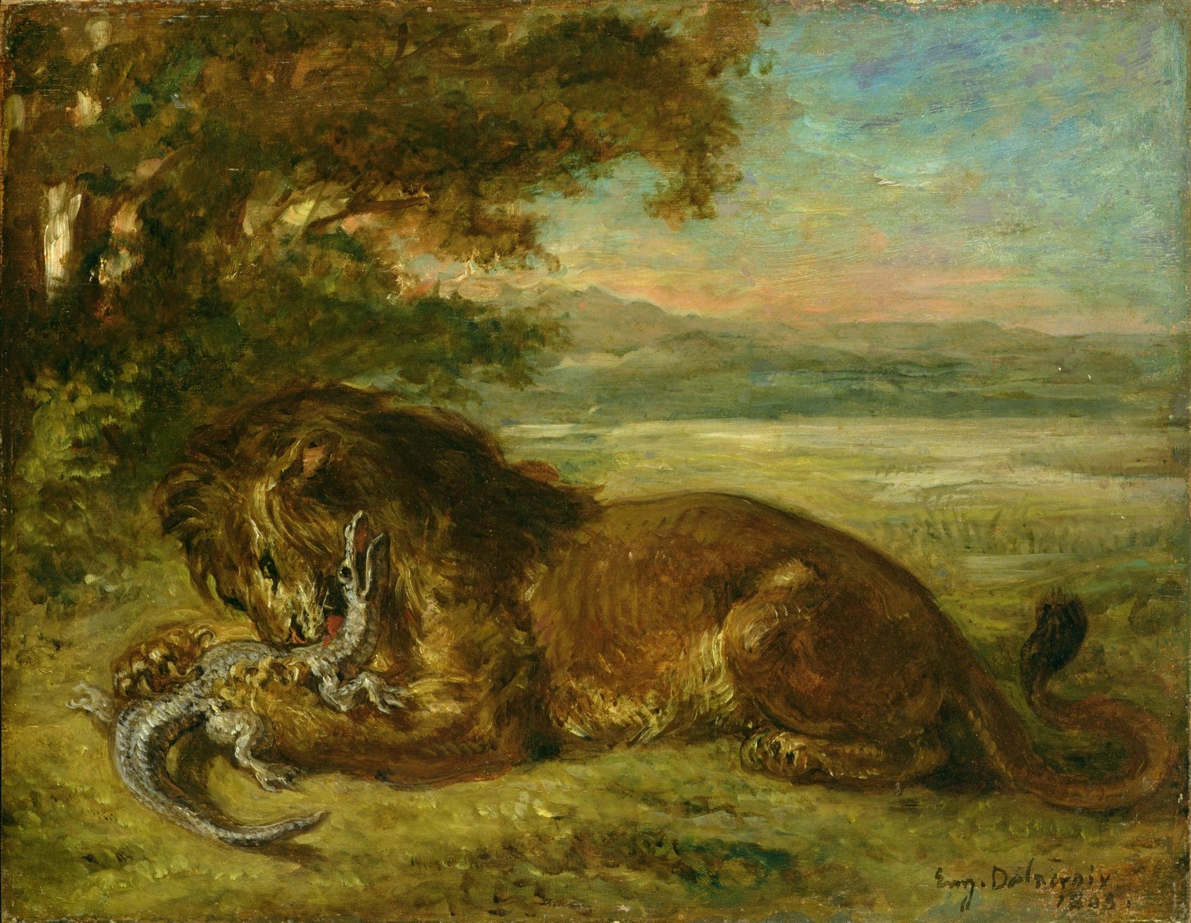 Le lion et l'alligator - Eugène Delacroix