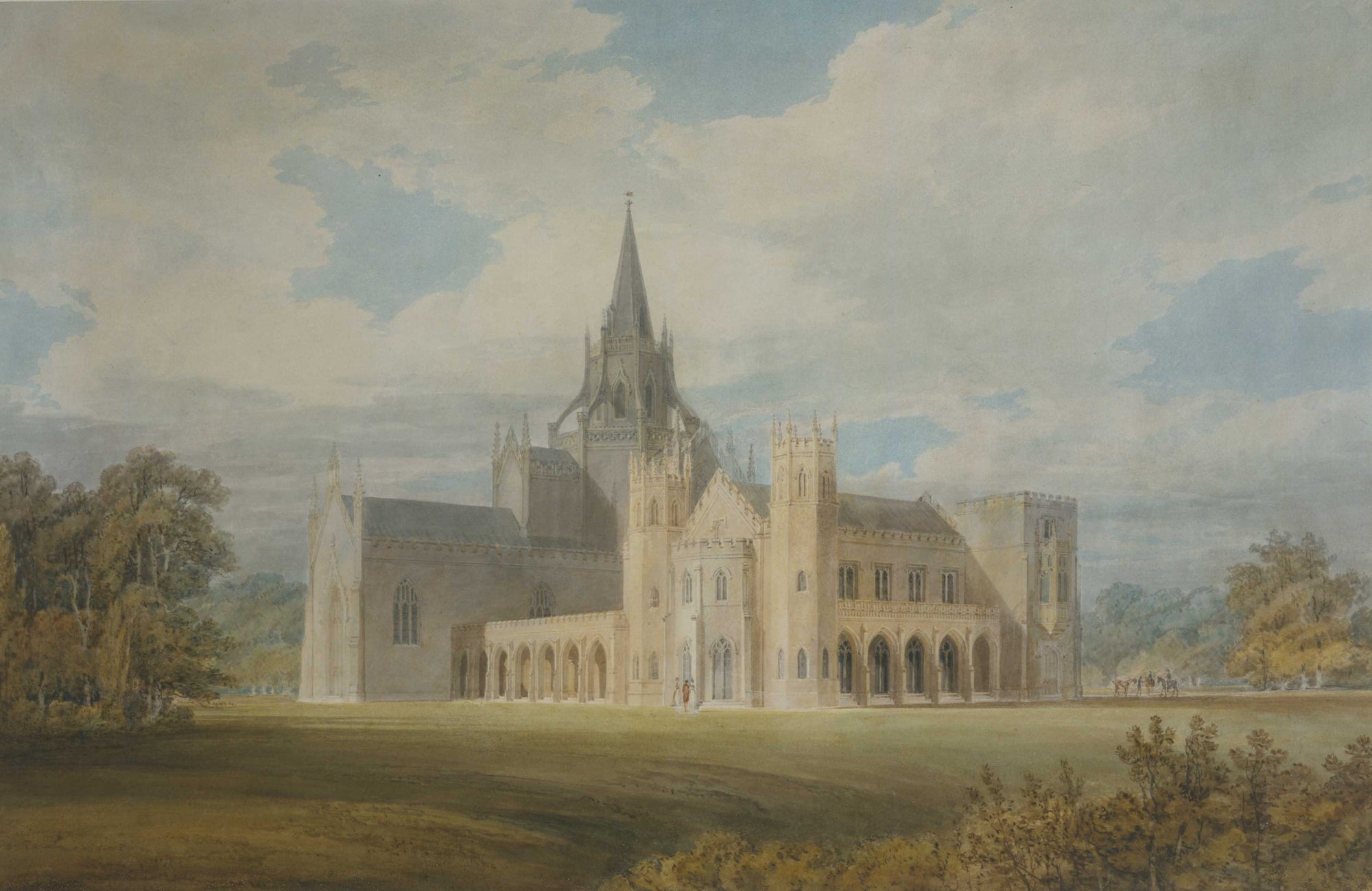 Vue en perspective de l'abbaye de Fonthill depuis le sud-ouest - William Turner