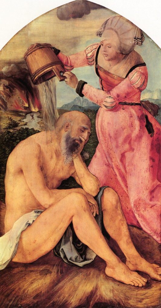 Hiob est douché par sa femme - Albrecht Dürer