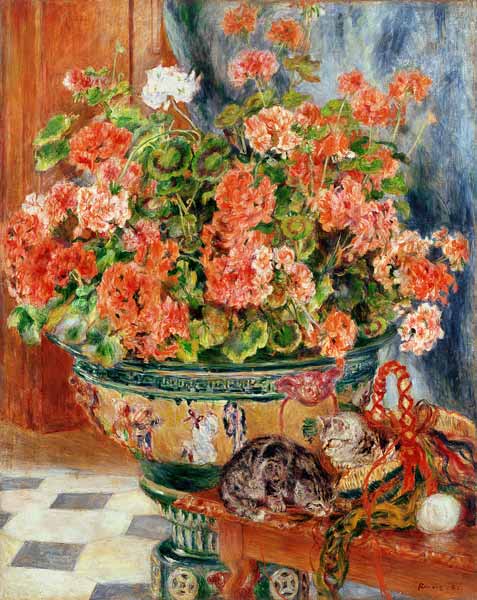 Les géraniums et les chats - Pierre-Auguste Renoir