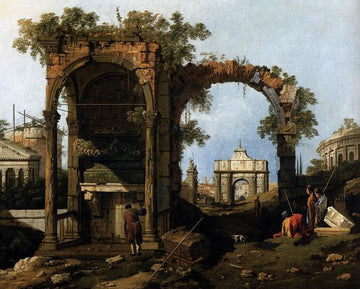 Capriccio avec ruines et bâtiments classiques, vers 1760 (huile sur toile) - Giovanni Antonio Canal