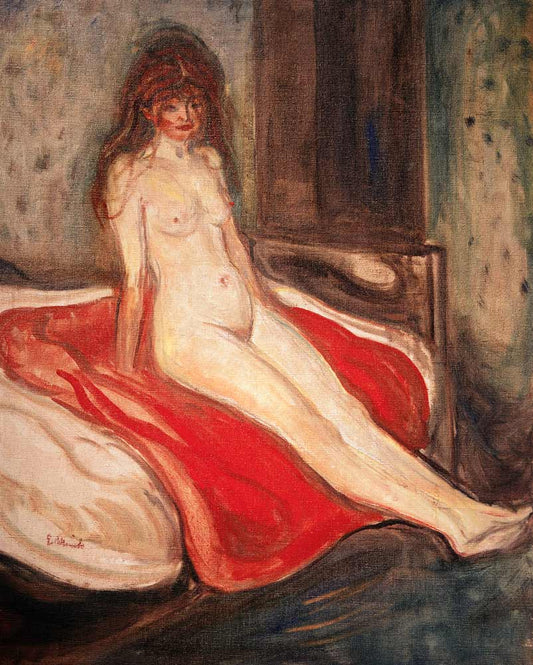 Fille sur un tissu rouge - Edvard Munch