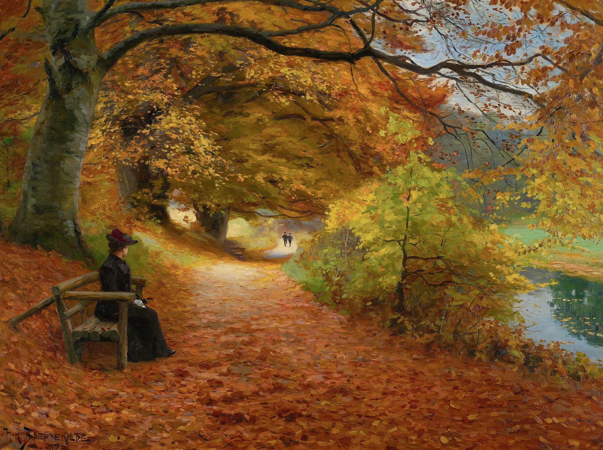 Un chemin boisé en automne - Hans Andersen Brendekilde