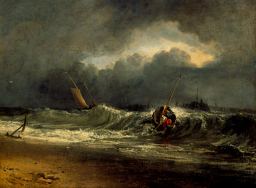 Pêcheurs sur un rivage calme par temps de tempête - William Turner