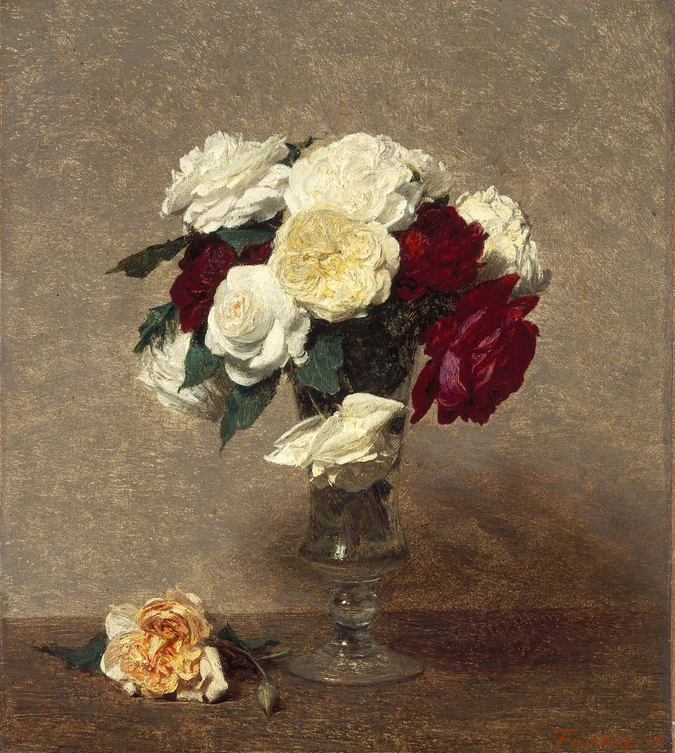 Roses dans un vase en verre, 1987 - Henri Fantin-Latour