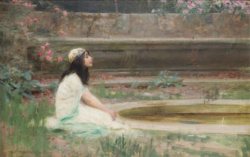 Une jeune fille au bord d'une piscine - Herbert James Draper