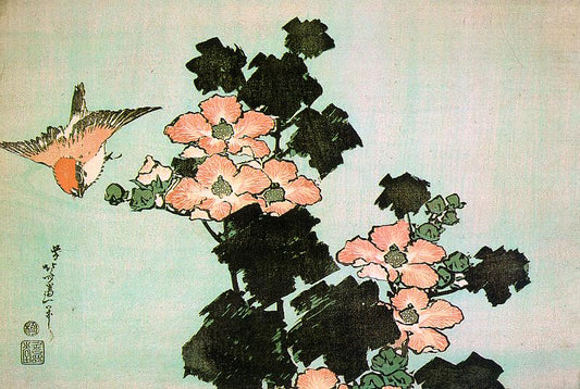 hibiscus et moineau - Katsushika Hokusai