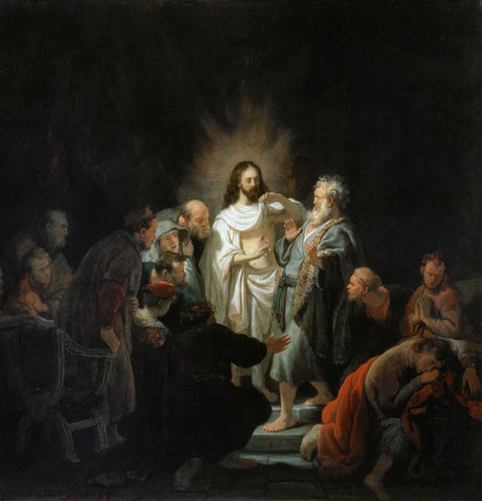 Le Jesus ressuscité montre à l'apôtre Thomas ses blessures - Rembrandt van Rijn